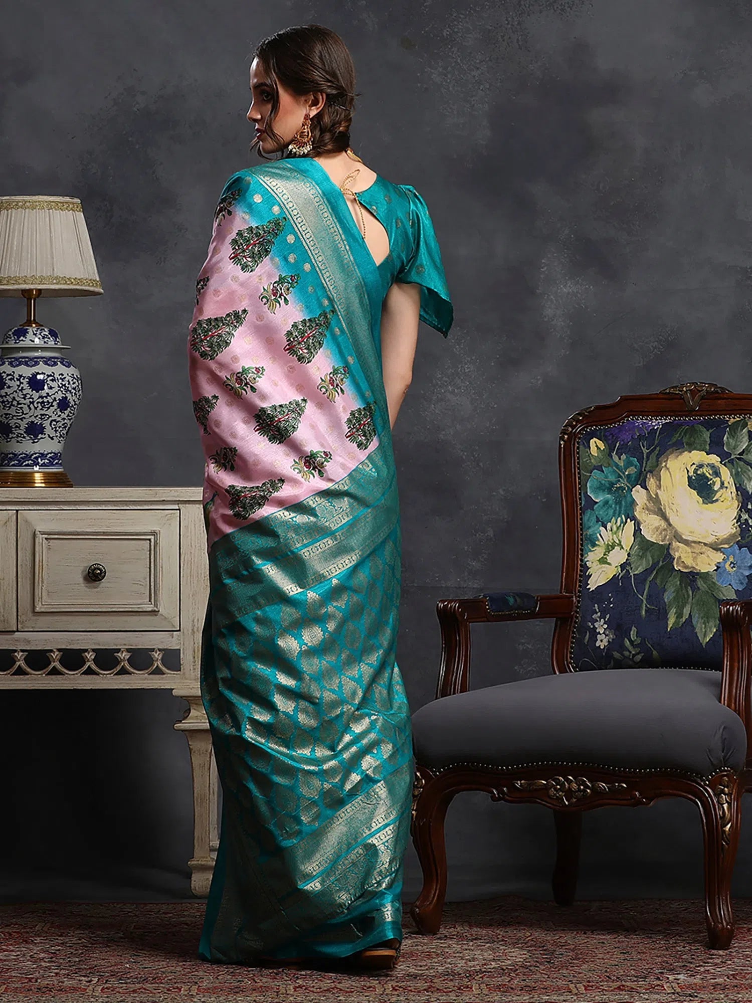 Saree Mall Women's Dola Pink Printed Designer Saree With Blouse Piece-RAJWADI10D Smart Casual Blouse Saree Mall Women's Dola Pink Printed Designer Saree With Blouse Piece-RAJWADI10D Smart Casual Blouse
