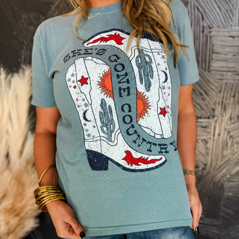 Gone Country Cowboy Shoes Cotton Unisex Fit Shirt [Available in Sizes SM-XL]-- Fleece Fabric Down Fabric Feather Fabric