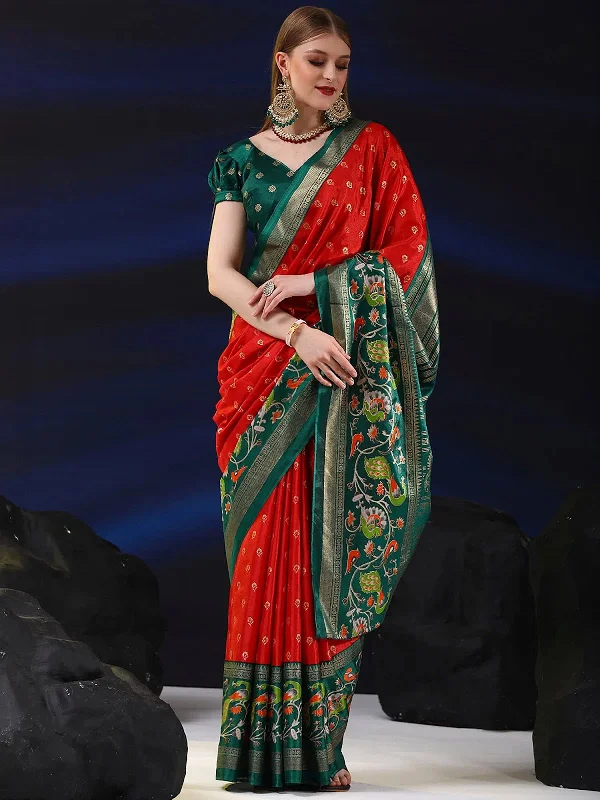 Saree Mall Women's Dola Red Printed Designer Saree With Blouse Piece-RAJWADI05A Flowy Bohemian Blouse Saree Mall Women's Dola Red Printed Designer Saree With Blouse Piece-RAJWADI05A Flowy Bohemian Blouse