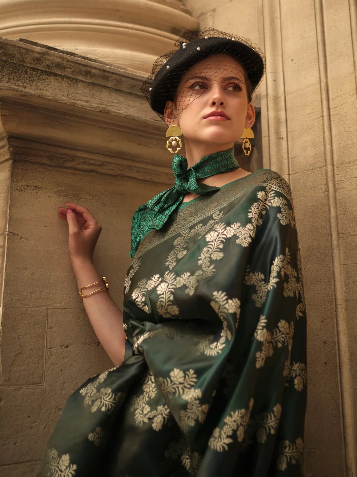 Saree Mall Women's Satin Dark Green Woven Design Designer Saree With Blouse Piece-KIKI340001 Modern Work Blouse Saree Mall Women's Satin Dark Green Woven Design Designer Saree With Blouse Piece-KIKI340001 Modern Work Blouse