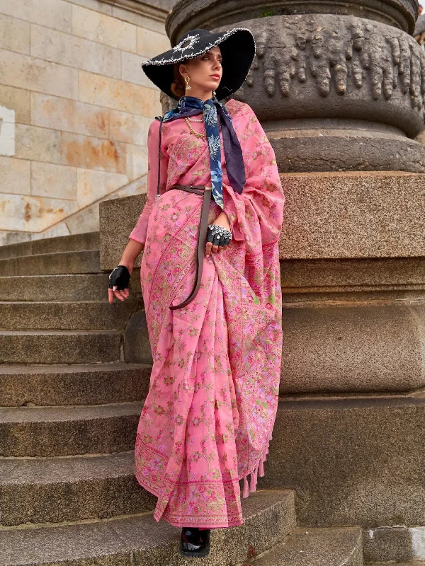 Saree Mall Women's Organza Pink Woven Design Designer Saree With Blouse Piece-KARSI346007 Soft Pastel Blouse Saree Mall Women's Organza Pink Woven Design Designer Saree With Blouse Piece-KARSI346007 Soft Pastel Blouse