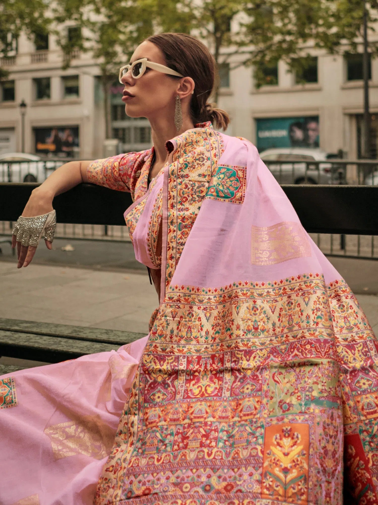 Saree Mall Women's Blend Mauve Woven Design Designer Saree With Blouse Piece-KHDIJA343008 Feminine Ruffle Blouse Saree Mall Women's Blend Mauve Woven Design Designer Saree With Blouse Piece-KHDIJA343008 Feminine Ruffle Blouse