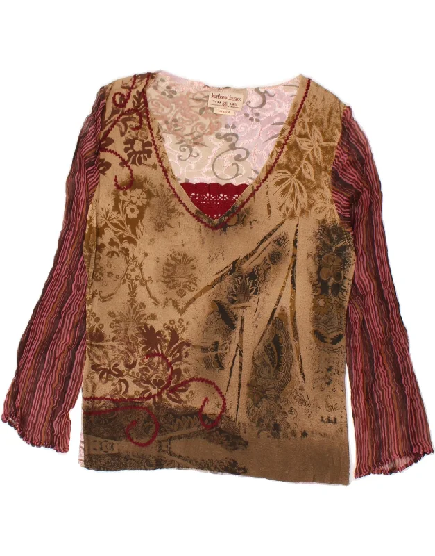 MARLBORO CLASSICS Womens Blouse Top UK 12 Medium Multicoloured Patchwork Elegant Semi-Sheer Blouse MARLBORO CLASSICS Womens Blouse Top UK 12 Medium Multicoloured Patchwork Elegant Semi-Sheer Blouse