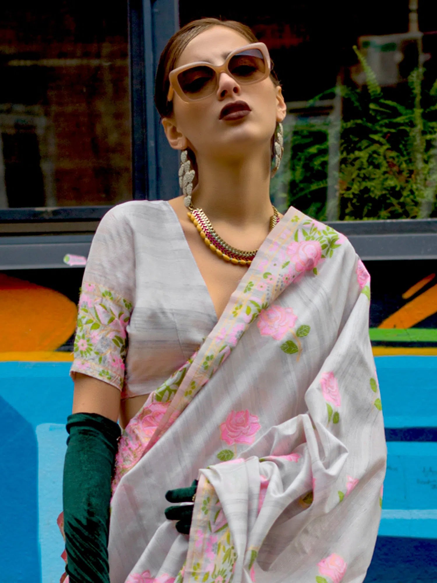 Saree Mall Women's Cotton Blend Grey Woven Design Designer Saree With Blouse Piece-KRAFTI355004 Backless Summer Blouse Saree Mall Women's Cotton Blend Grey Woven Design Designer Saree With Blouse Piece-KRAFTI355004 Backless Summer Blouse