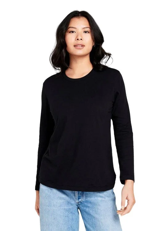 2 x Bonds Womens Long Sleeve Crew Tee Cotton T-Shirt Black-- Asymmetrical Pockets Print