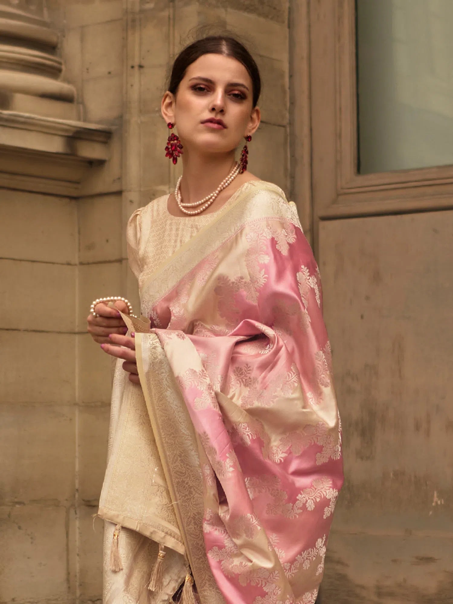 Saree Mall Women's Satin Pink Woven Design Designer Saree With Blouse Piece-KIKI340003 Side Tie Blouse Saree Mall Women's Satin Pink Woven Design Designer Saree With Blouse Piece-KIKI340003 Side Tie Blouse