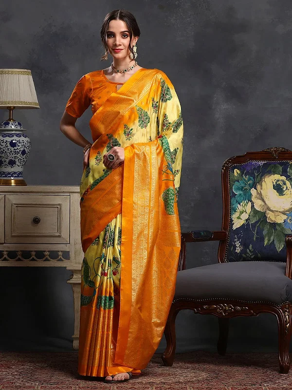 Saree Mall Women's Dola Yellow Printed Designer Saree With Blouse Piece-RAJWADI10A Embroidered Cotton Blouse Saree Mall Women's Dola Yellow Printed Designer Saree With Blouse Piece-RAJWADI10A Embroidered Cotton Blouse