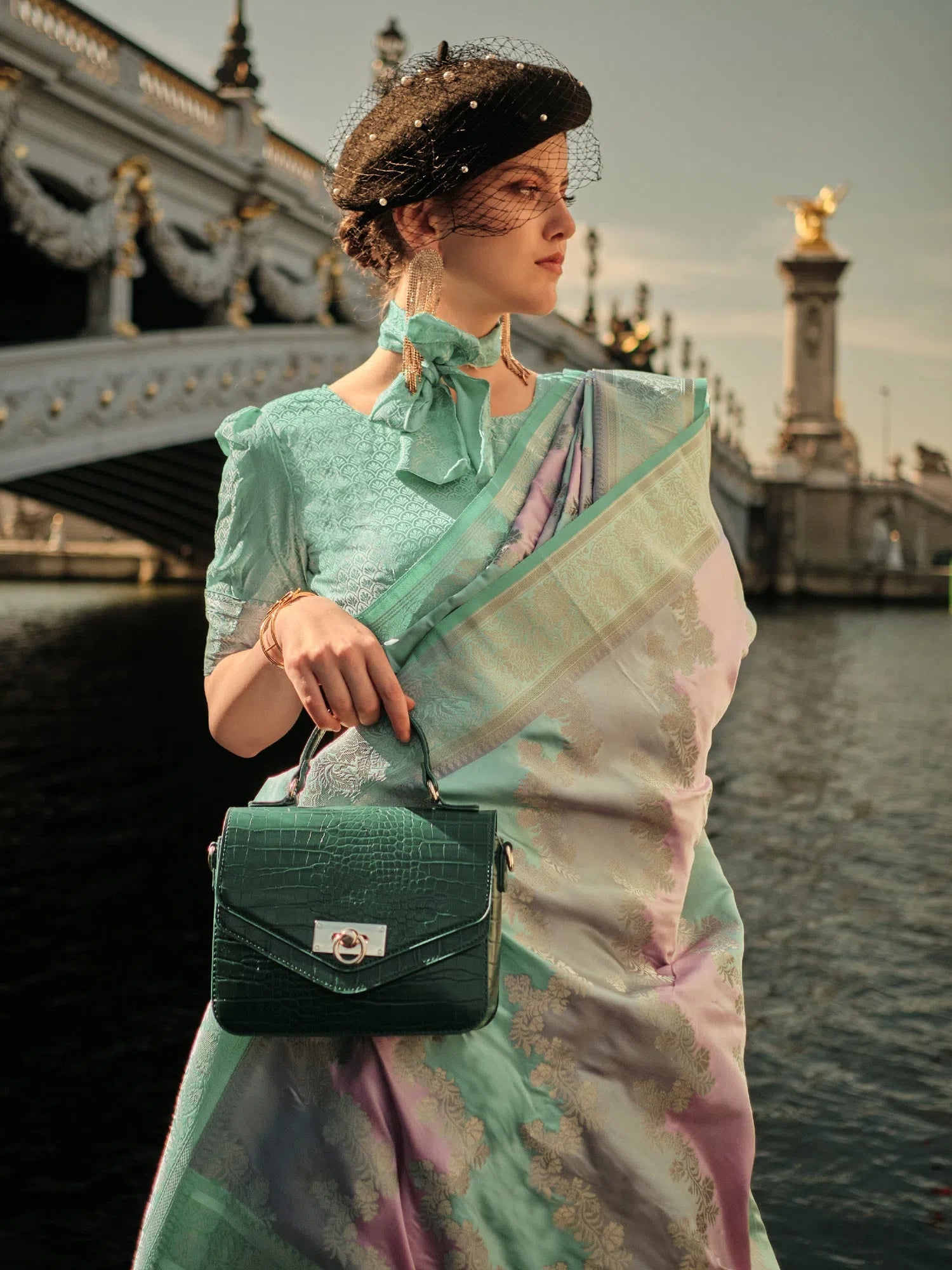 Saree Mall Women's Satin Sea Green Woven Design Designer Saree With Blouse Piece-KIKI340002 Floral Print Blouse Saree Mall Women's Satin Sea Green Woven Design Designer Saree With Blouse Piece-KIKI340002 Floral Print Blouse