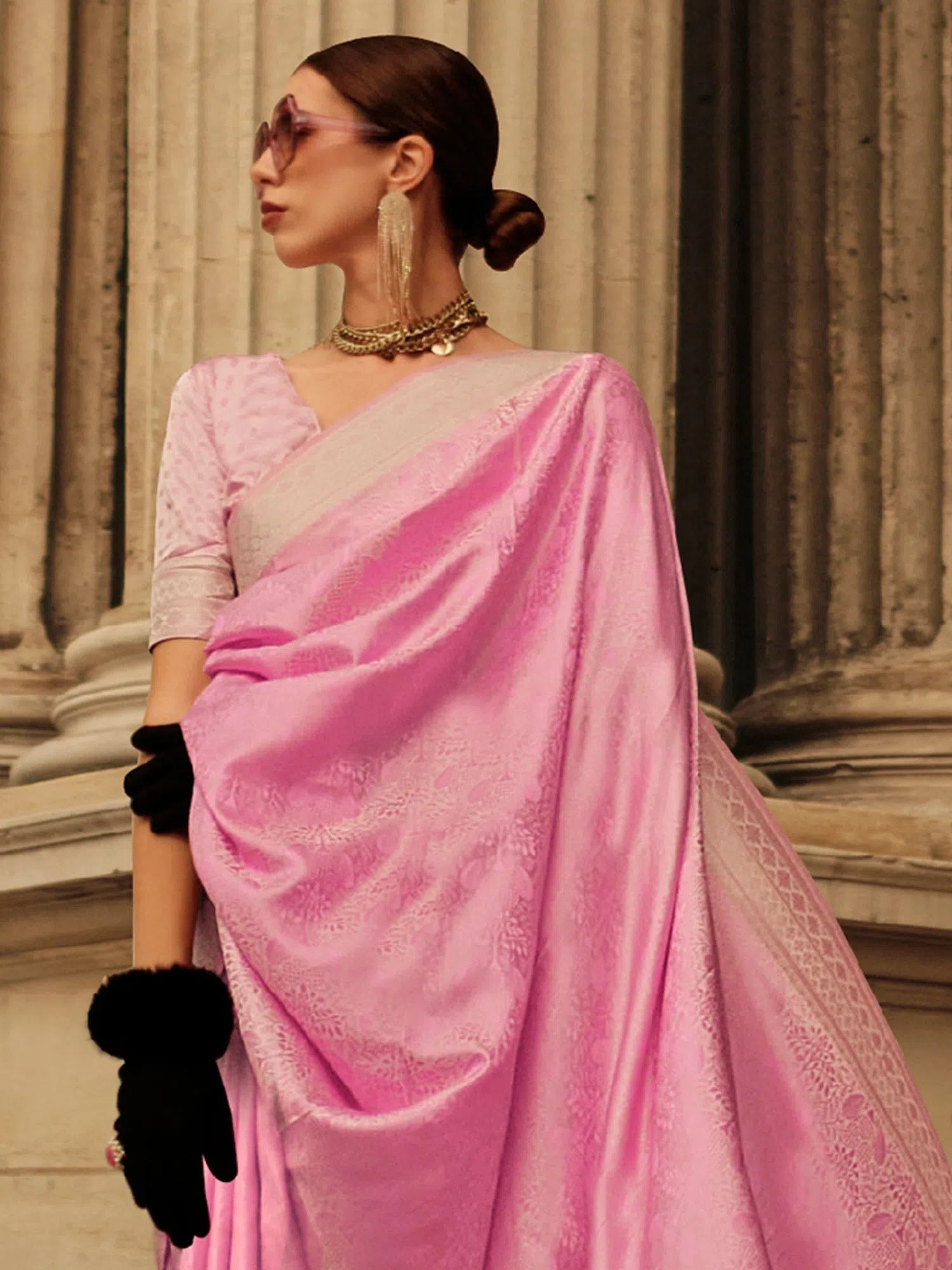 Saree Mall Women's Satin Pink Woven Design Designer Saree With Blouse Piece-KVINCI338003 Smart Casual Blouse Saree Mall Women's Satin Pink Woven Design Designer Saree With Blouse Piece-KVINCI338003 Smart Casual Blouse