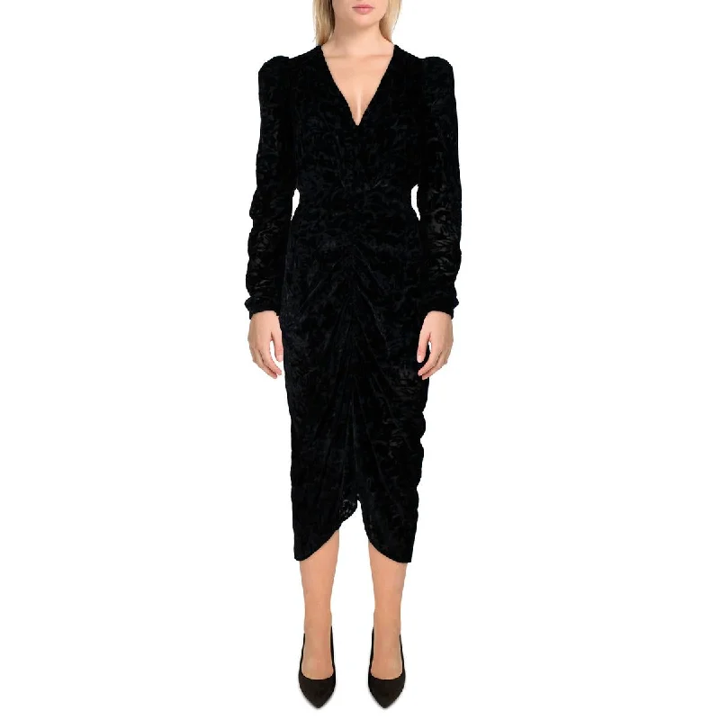 Torn By Ronny Kobo Womens Ruched Velvet Cocktail And Party Dress Halter Neckline Beach