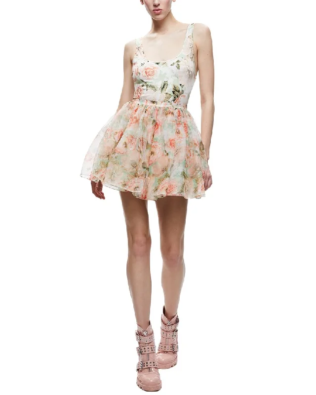 alice + olivia Chara Silk Party Dress A-Line Day Work