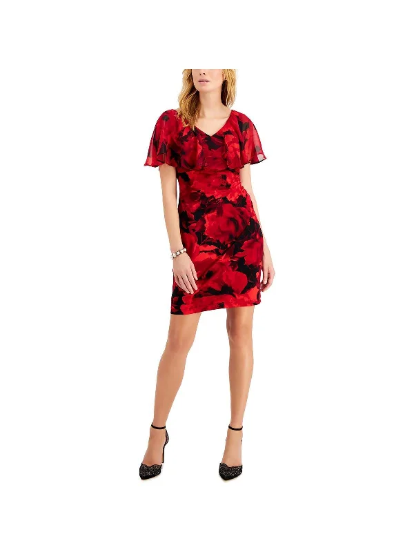Petites Womens Printed Mini Cocktail And Party Dress Tunics Bestseller popular