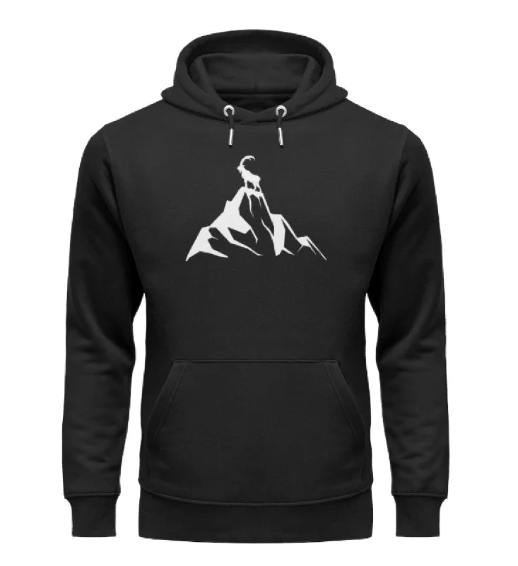 Steinbock am Berg -Unisex Premium Organic Hoodie Hoodie with Velcro Closure Adjustable Secure
