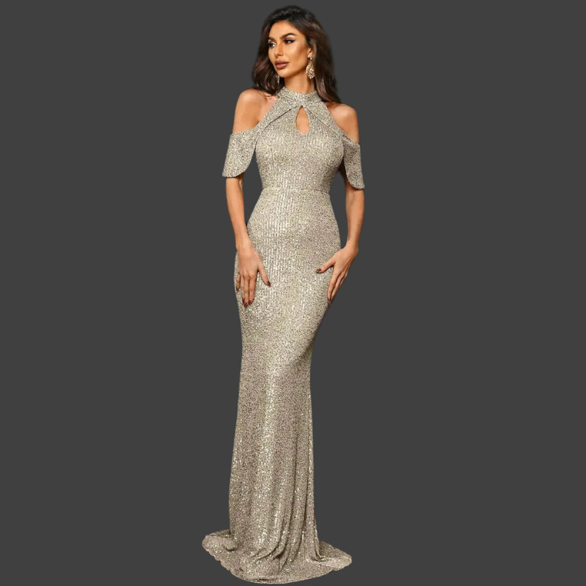 Missord Rose Gold Sequin Evening Dresses Women Elegant High Collar Raglan Sleeve Cut-Out Bodycon Maxi Party Dress Long Prom Gown Tunics Occasion special Missord Rose Gold Sequin Evening Dresses Women Elegant High Collar Raglan Sleeve Cut-Out Bodycon Maxi Party Dress Long Prom Gown Tunics Occasion special