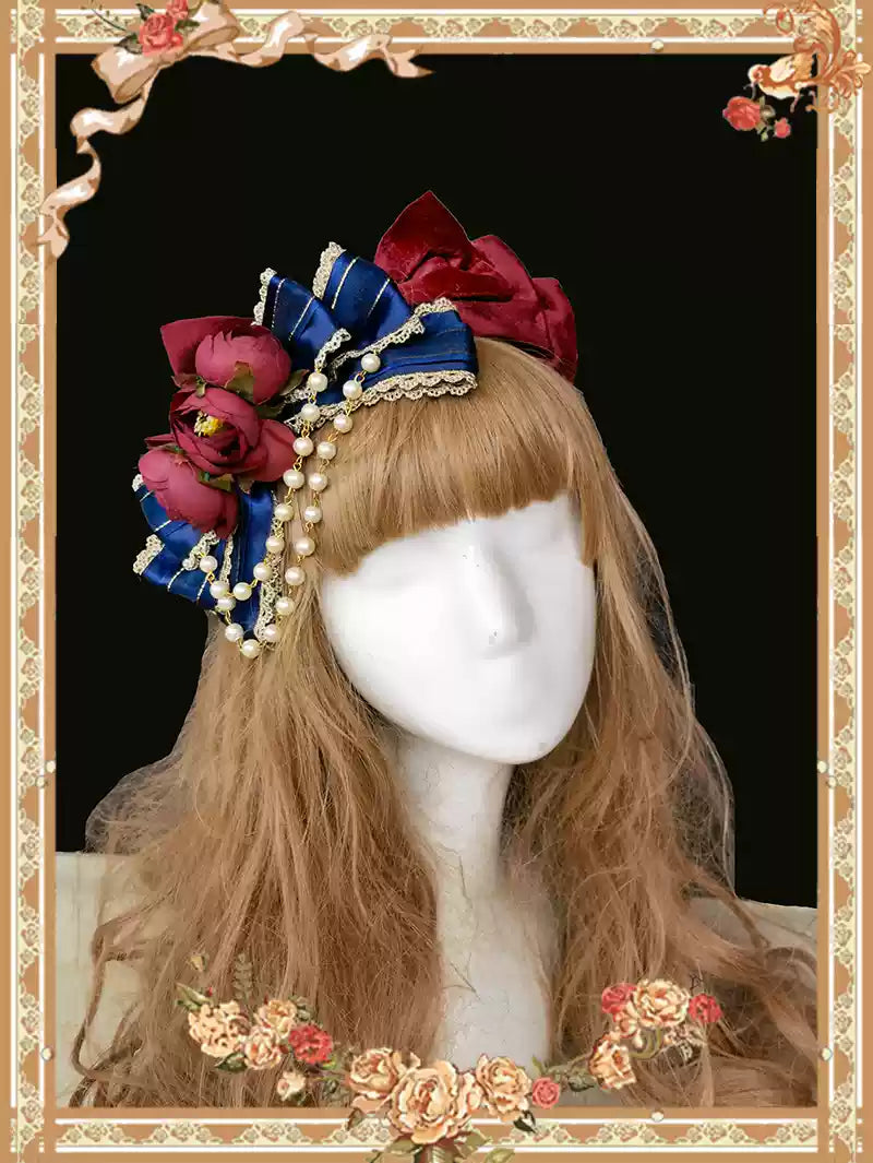 dark blue side clip brooch