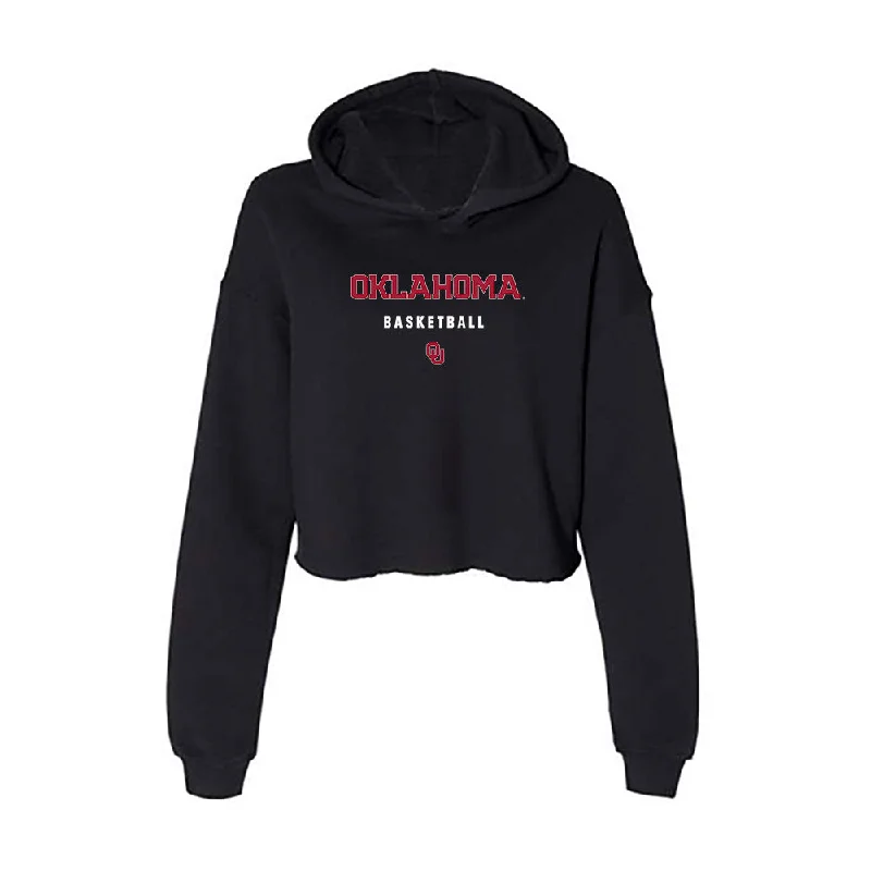 Oklahoma - NCAA Women's Basketball : Landry Allen - Women's Crop Fleece Hoodie Hoodie with Embroidery Detailed Premium Oklahoma - NCAA Women's Basketball : Landry Allen - Women's Crop Fleece Hoodie Hoodie with Embroidery Detailed Premium