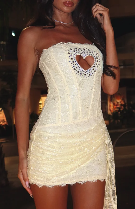 Forever Ever Strapless Lace Mini Dress Lemon Chic Bohemian Mini Dress