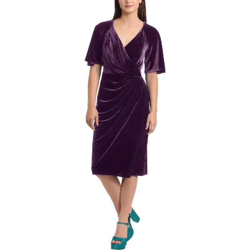 Maggy London Womens Velvet Faux Wrap Cocktail and Party Dress Tunics Recommended stylist