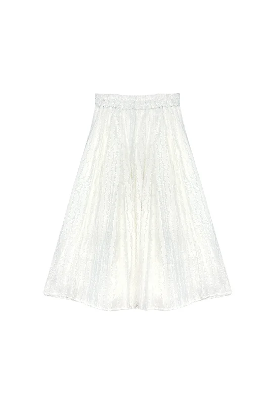 SAMPLE - Polly Party Skirt - White Fringe wool skirt warm