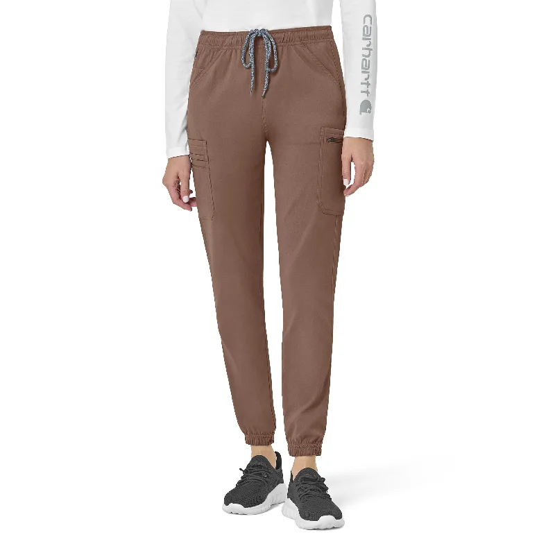 Carhartt Rugged Flex Peak Women's Cargo Jogger Scrub Pant - Nutmeg Classic Pleated Pants