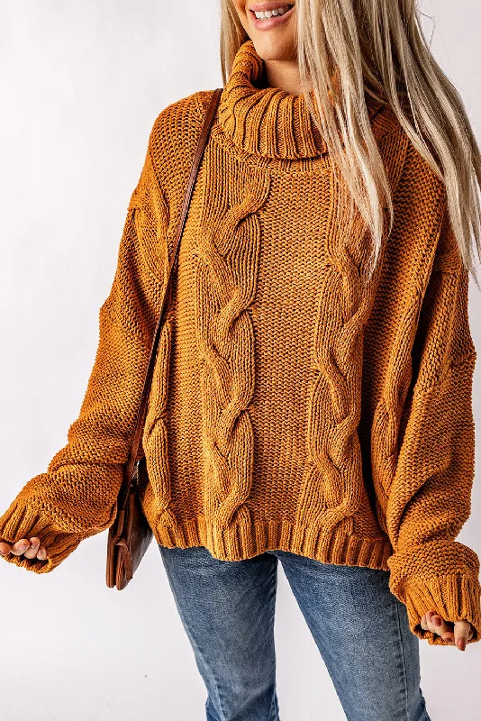 Cuddle Weather Cable Knit Handmade Turtleneck Sweater Front Pockets Side Pockets Patch Pockets Cuddle Weather Cable Knit Handmade Turtleneck Sweater Front Pockets Side Pockets Patch Pockets