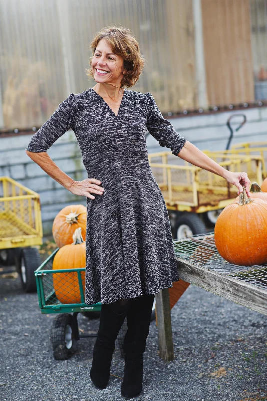 Megan Dress - Marled Charcoal Sweater Knit FINAL SALE Terry Blend Velvet Blend Canvas Blend