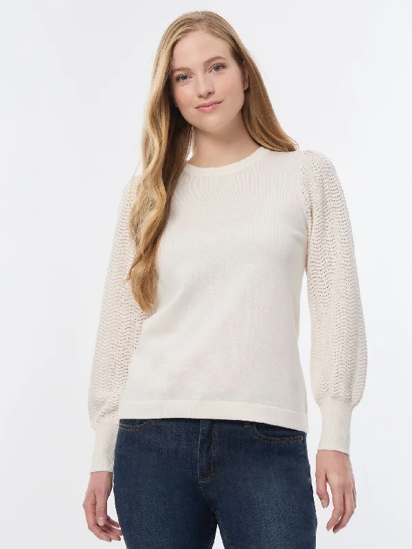 Plus Stitch Sleeve Sweater Mesh Sweater Canvas Denim