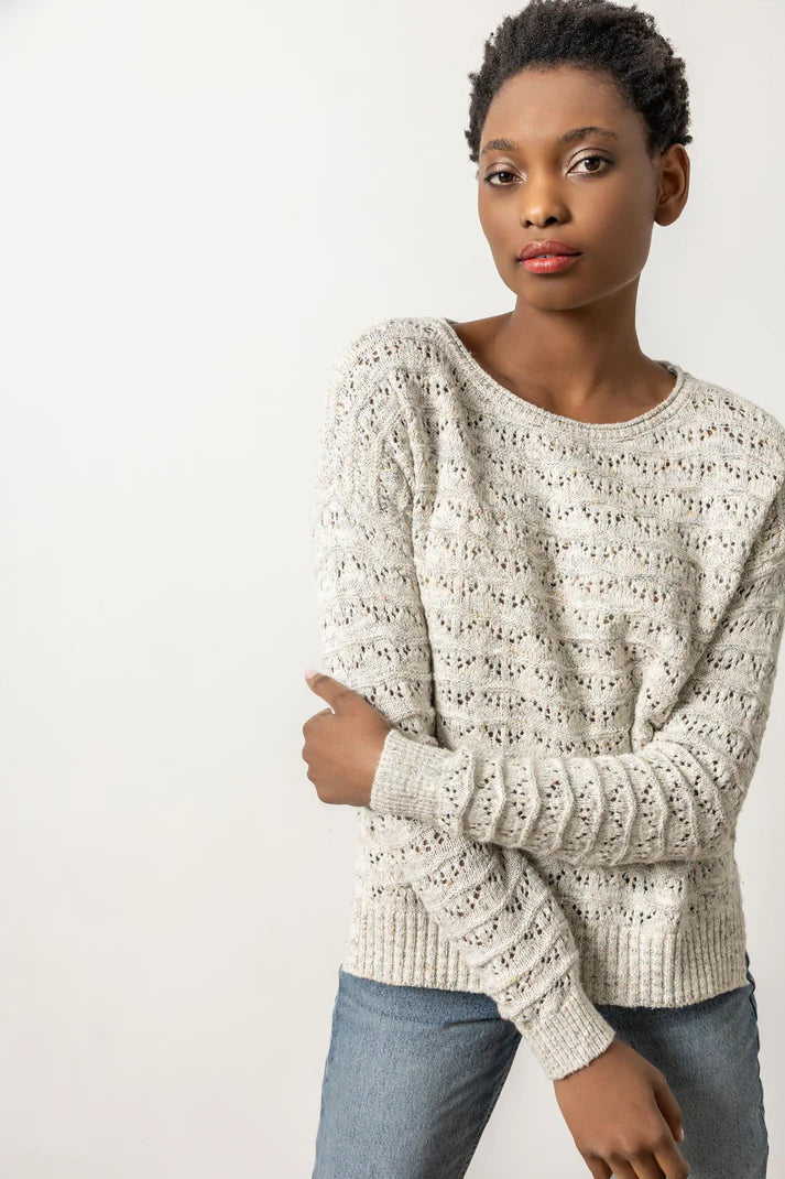 Lilla P Pointelle Boatneck Sweater Terry Terry Cloth Terry Knit