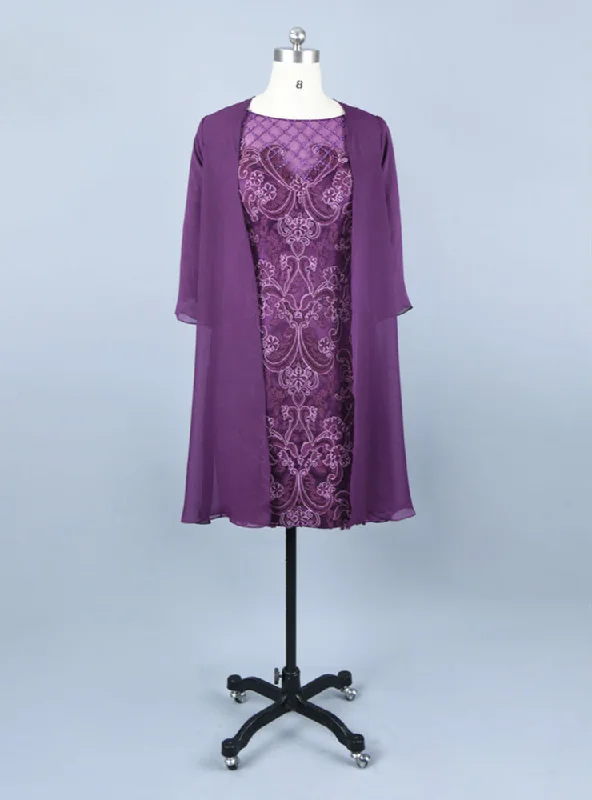 Purple Lace Mother of the Bride Dresses Chiffon Jacket Lace Jacket Ribbed Jacket Sequined Jacket