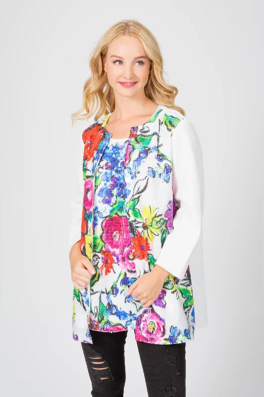 Floral Fantasy Crinkle Jacket Wool Jacket Cashmere Jacket Tweed Jacket