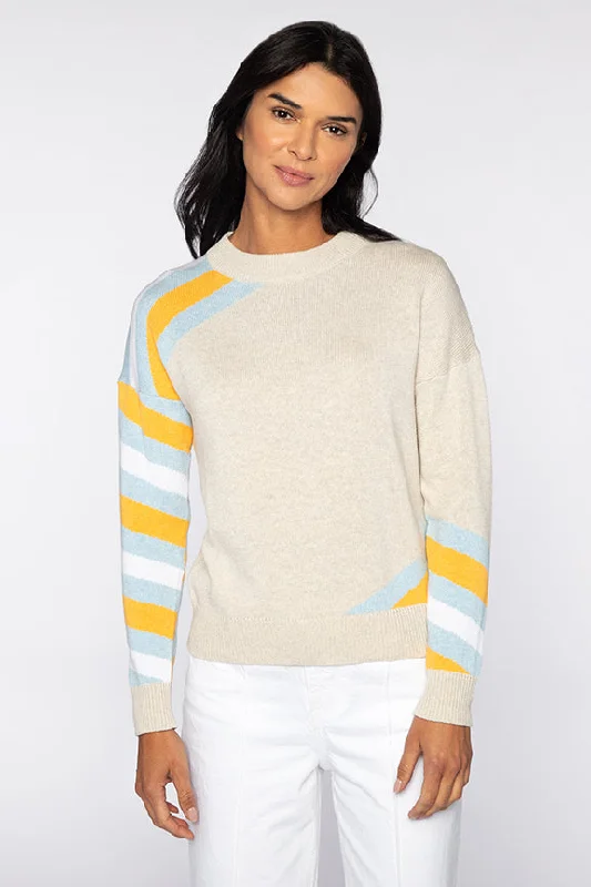 Kinross Stripe Crew Sweater Beaded Sweater Sequined Faux Fur