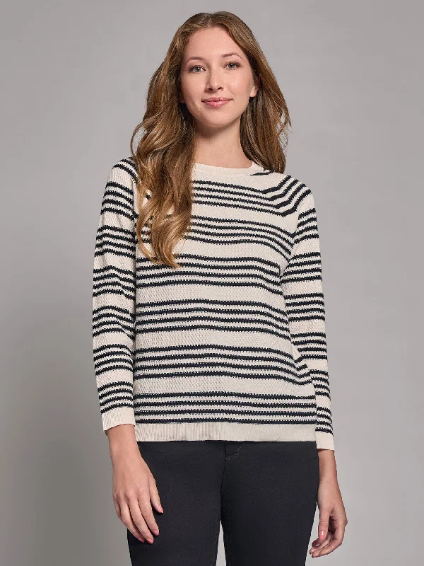 Stripe Crew Neck Raglan Sweater Knit Fabric Woven Fabric Fleece Fabric