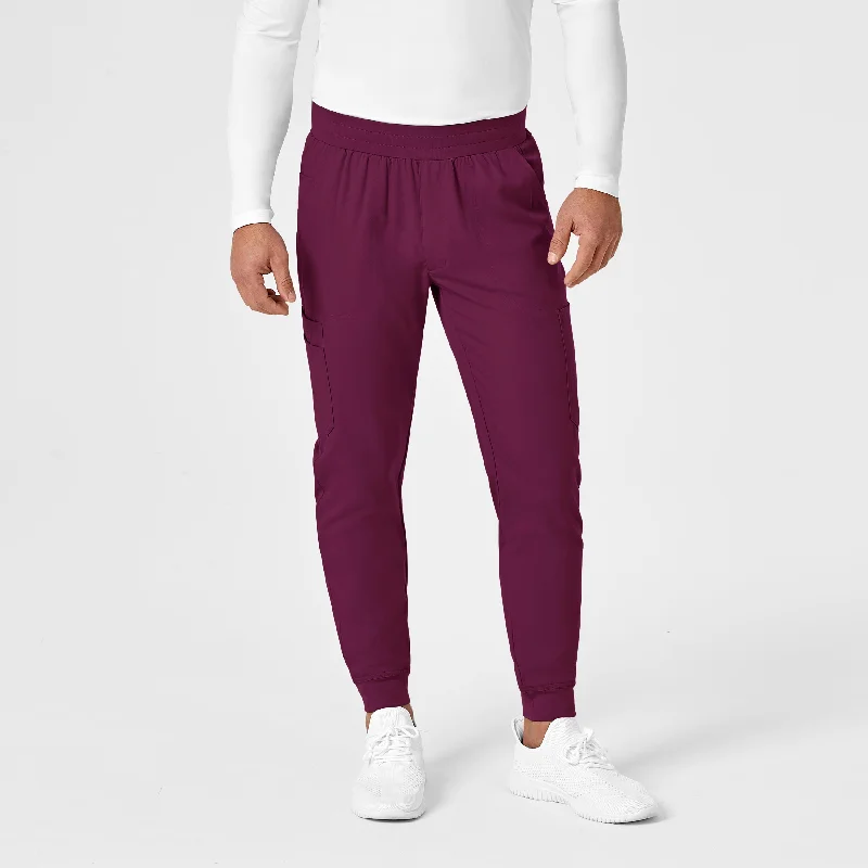 PRO Men's Cargo Jogger Scrub Pant - Wine Comfortable Denim Pants