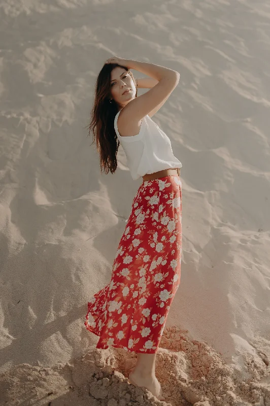 Aria Maxi Skirt - Crimson wool skirt sturdy