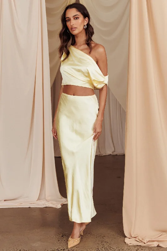 Alivya Satin Maxi Skirt Butter lace skirt elegant