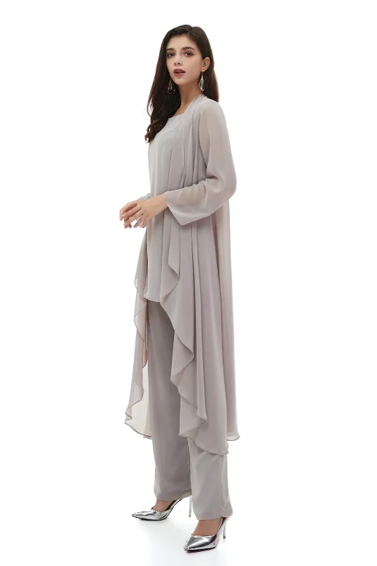 Chiffon Pant Suits Plus Size with Jacket Mother of The Bride Dresses Print Jacket Jacquard Jacket Embroidered Jacket