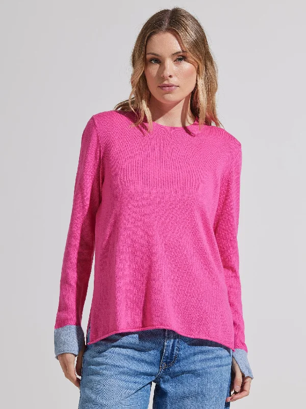 Colorblock Cuff Sweater Fleece Fabric Down Fabric Feather Fabric