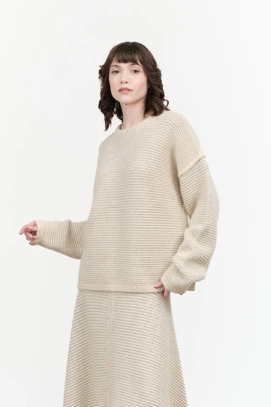 Ottoman Crewneck Sweater Spandex Rayon Corduroy