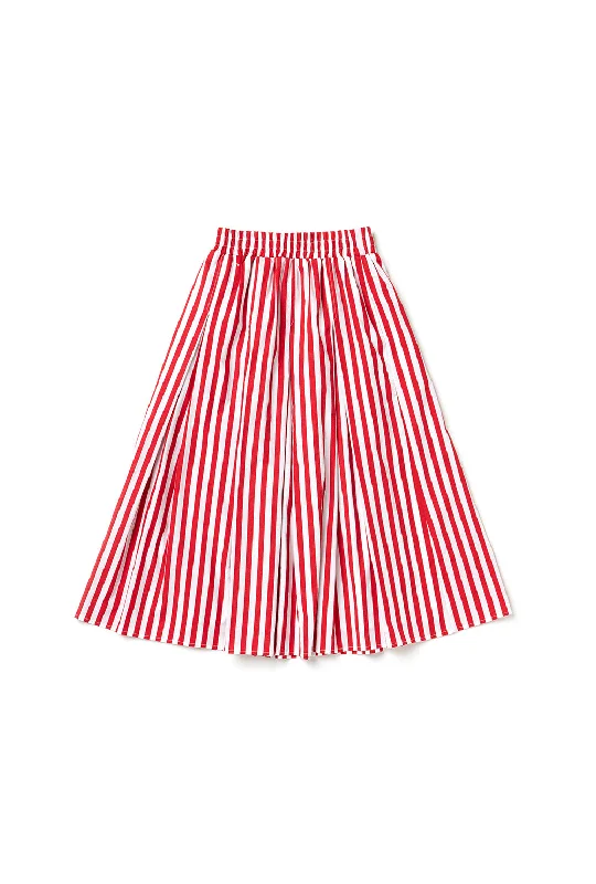 Polly Party Skirt - Red Stripe silk skirt lustrous