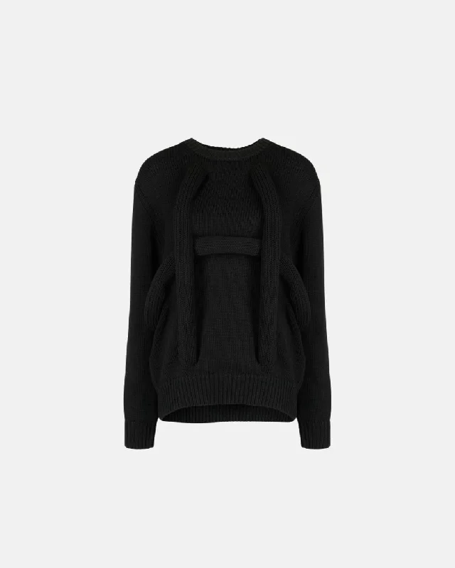 Comme Des Garcons Knit Pipe Sweater Black Hooded Sweater Collared Sweater Shawl Collar