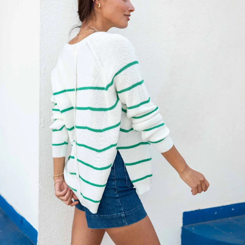 White + Jade Stripe