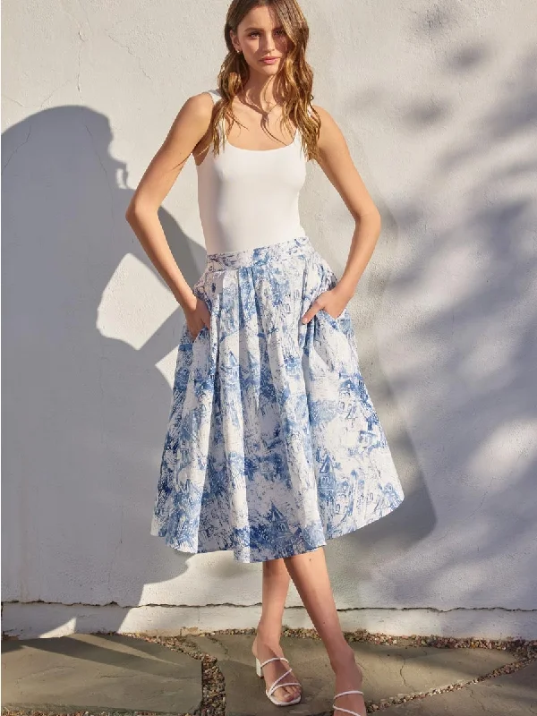STRUCTURED CIRCULAR MIDI SKIRT - PORCELAIN denim skirt fashionable