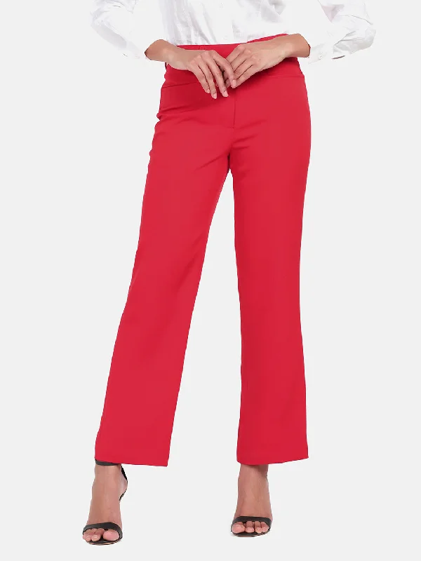 Mid Waist Wide Bottom Pants - Red Chic Checkered Pants