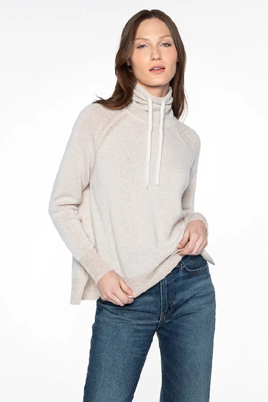 Kinross Plaited Drawstring Funnel Sweater Graphic Sweater Embroidered Appliqued