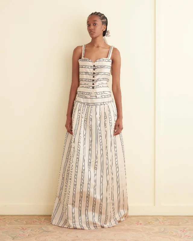 Antique Stripe Stowe Skirt linen skirt breathable
